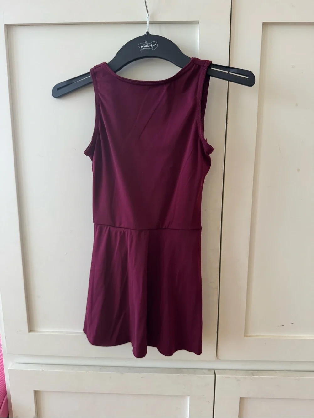 balera Maroon Sleeveless Dance Leotard with Attached Skirt